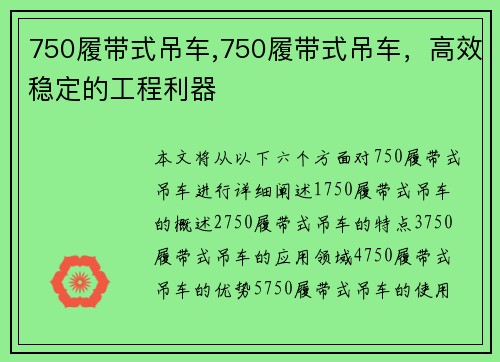 750履带式吊车,750履带式吊车，高效稳定的工程利器